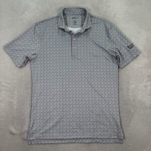 Johnnie O Mens Medium Golf Polo Shirt Short Sleeve Horseshoe Print UPF 50 Casual